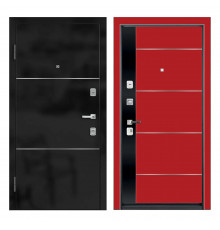 Входная дверь Ле-гран black matte / red gloss