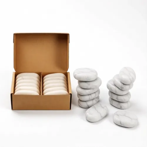 Набор массажных камней для стоун терапии из мрамора Mizomed HML12 (7,5х5,5x1,5 cм, 12 шт.)