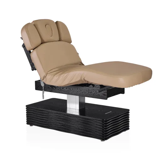 Электрический стационарный массажный стол Mizomed NESS-C Salon-Walnut с электроприводом мокко бежевый
