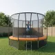 Батут каркасный 360см (12фут), SCHOLLE, с защитной сеткой и лестницей, зеленый/оранжевый