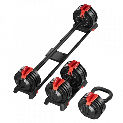 Гантель регулируемая 24кг + штанга + гиря, HYFIT, набор 3в1, D7080