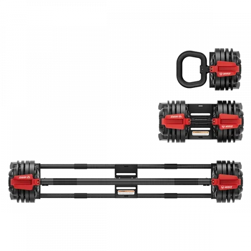 Гантель регулируемая 24кг + штанга + гиря, HYFIT, набор 3в1, D7080