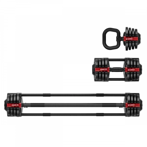 Гантель регулируемая 18кг + штанга + гиря, HYFIT, набор 3в1, D7040