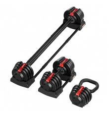 Гантель регулируемая 18кг + штанга + гиря, HYFIT, набор 3в1, D7040