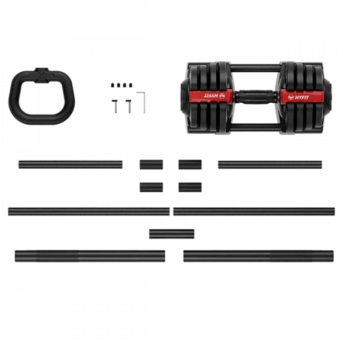 Гантель регулируемая 18кг + штанга + гиря, HYFIT, набор 3в1, D7040