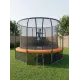 Батут каркасный 360см (12фут), SCHOLLE, с защитной сеткой и лестницей, зеленый/оранжевый