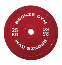 Диск калиброванный BRONZE GYM для пауэрлифтинга красный 25 кг