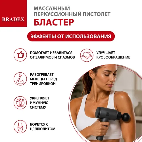 Массажный перкуссионный пистолет БЛАСТЕР, 4 насадки