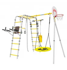 Детский спортивный комплекс для дачи ROMANA Фитнес (желтый/серый) (с качелями гнездо)